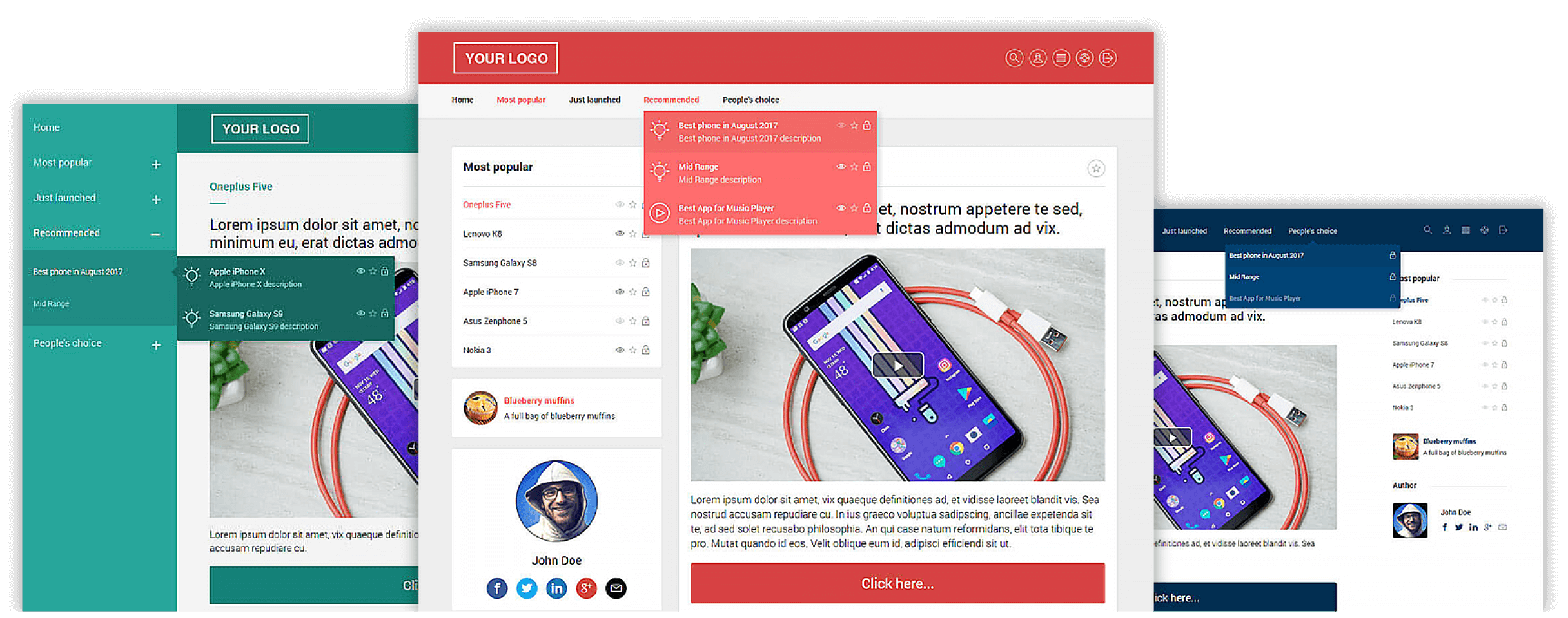 Various membership templates in different colors