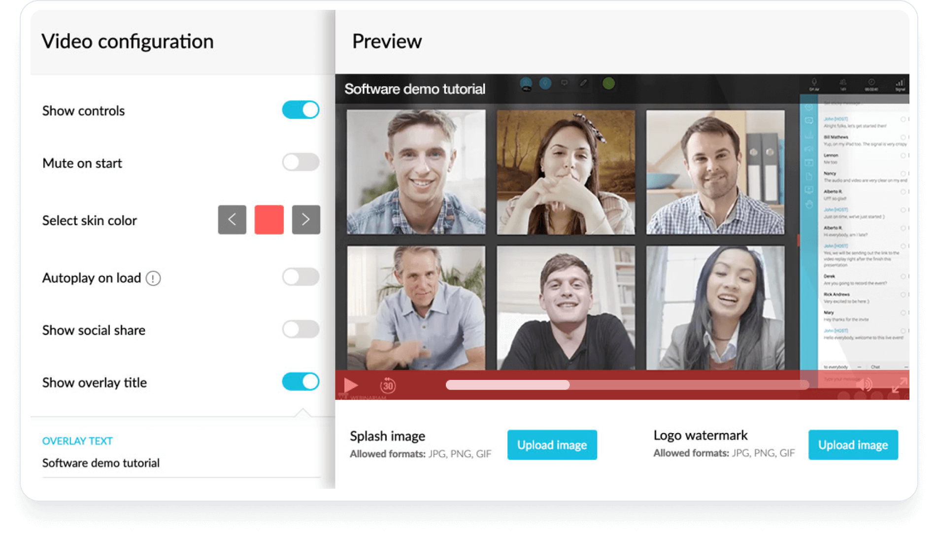 Kartra interface with options to customize video configuration