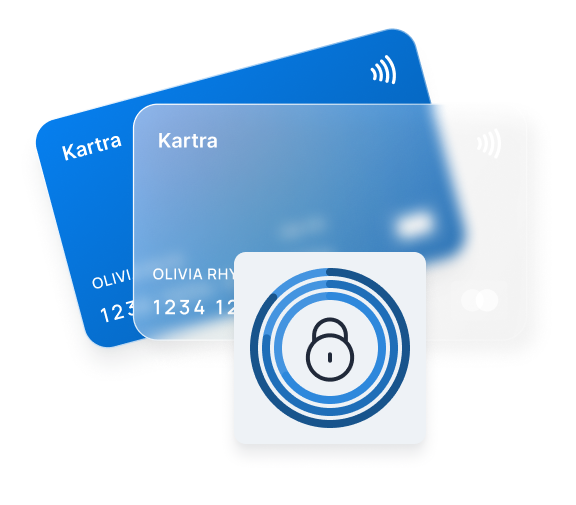 two credit cards with security symbol