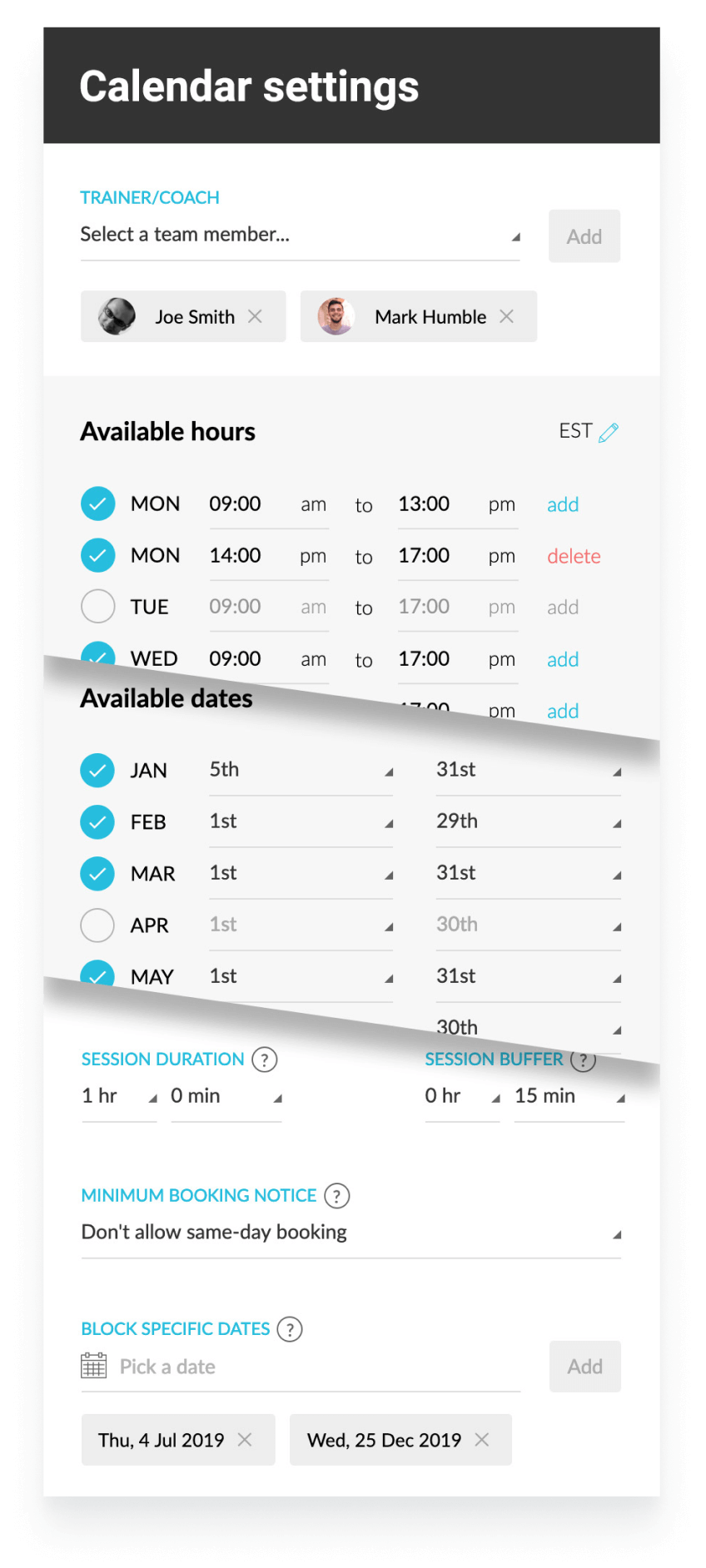 Kartra interface for setting up calendar appointments.