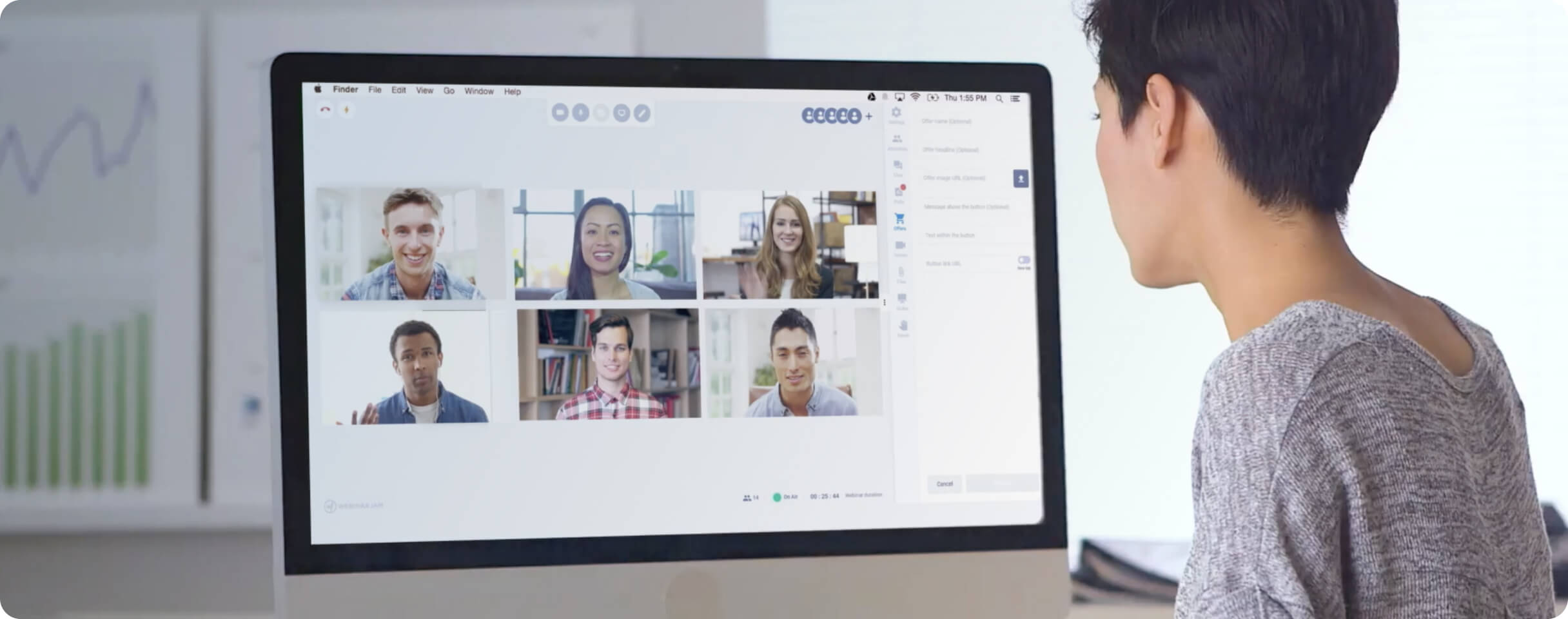 Person watching a live webinar on a computer